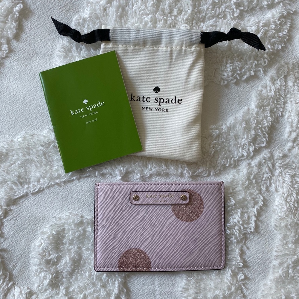 Kate Spade Graham Pink Glitter Dot Card Holder